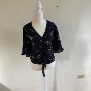 Floral Sienna Sky Tie up Blouse